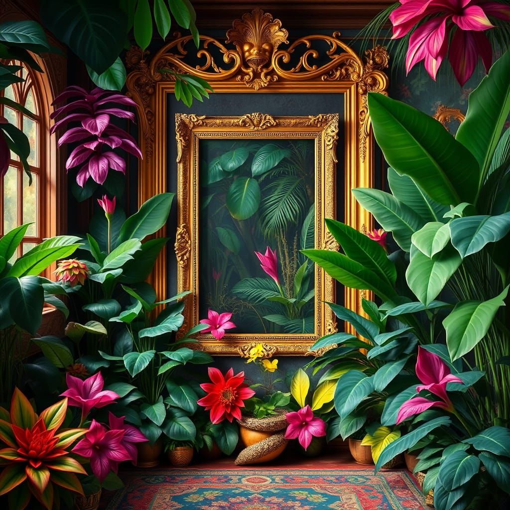 Secret Room with Subtropical Plants in Rousseau Style