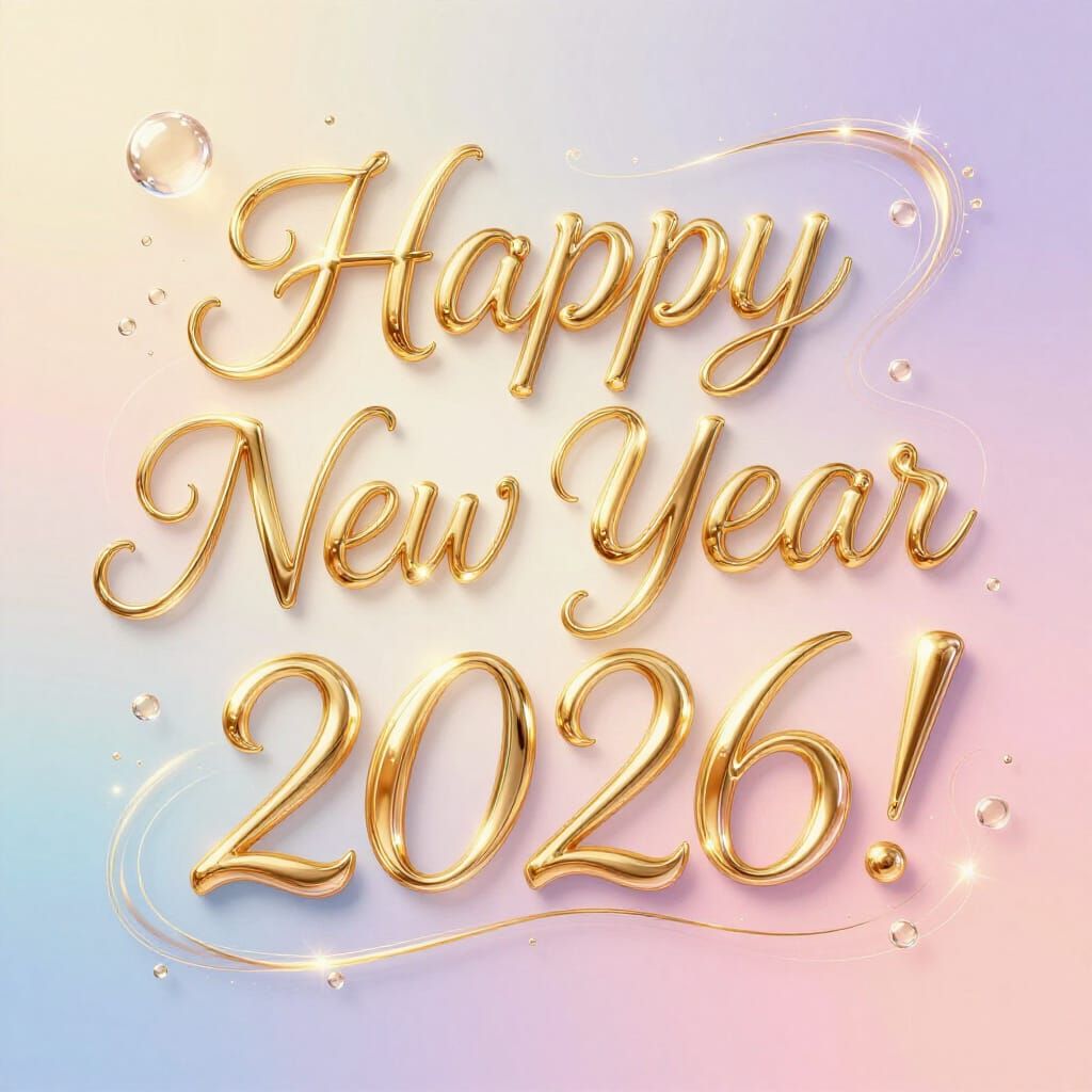 Elegant Golden Threads "Happy New Year 2026" Message