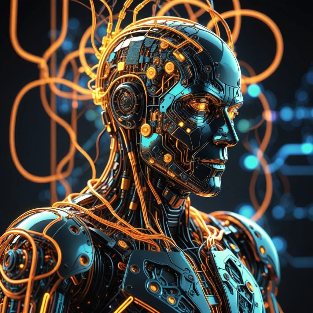 Android and Wire Man in Abstract Vector Art