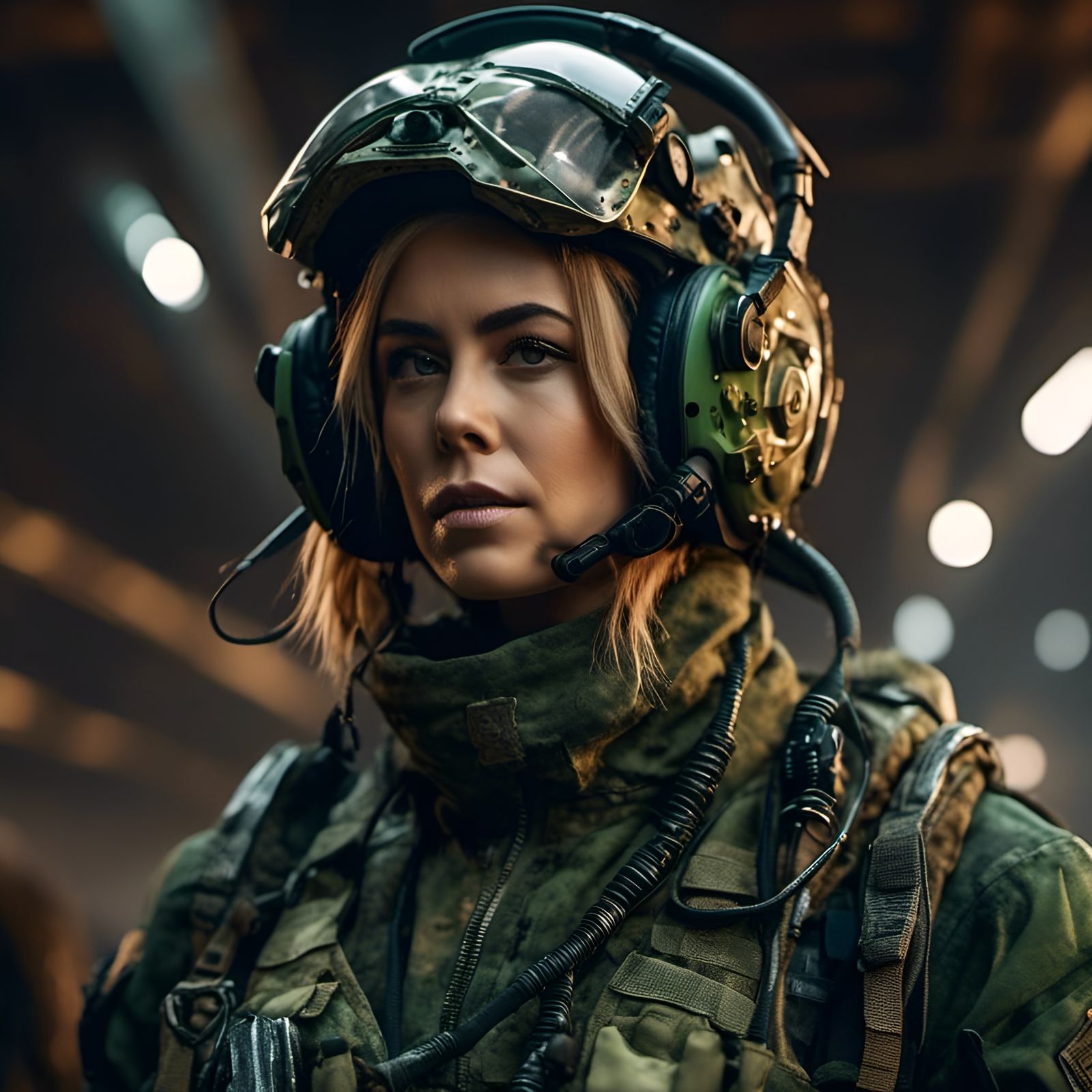 Woman in Camo Gear: Surreal RTX Portrait