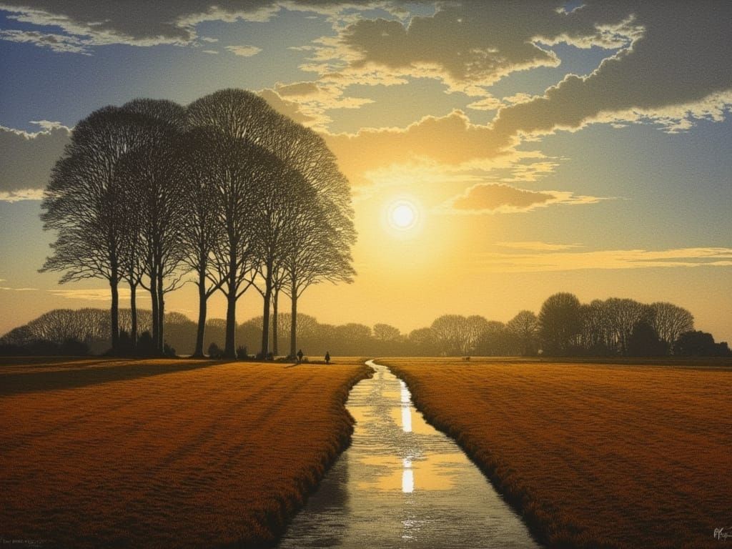 Scottish Autumn Landscape After Rain in Evening Light