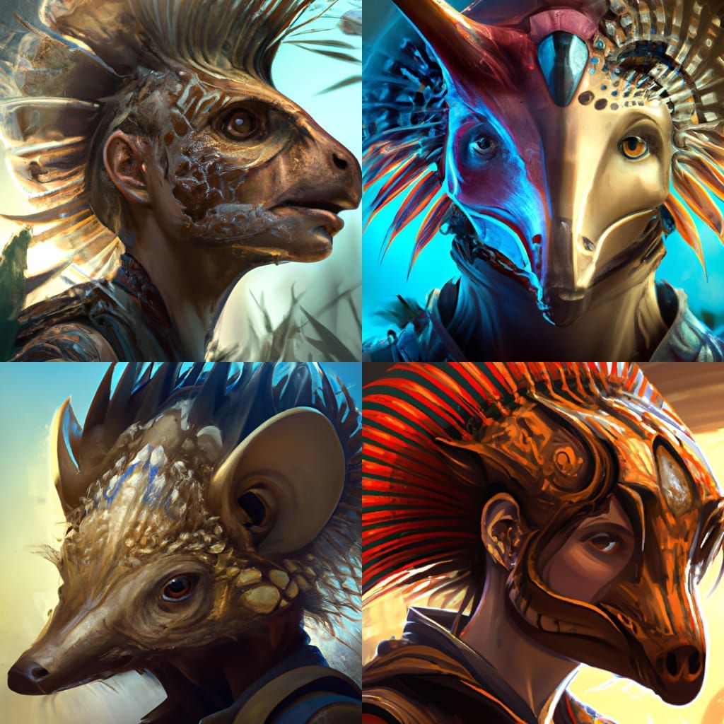 Human and armadillo hybrid head and shoulders portrait, 8k resolution concept art portrait by Greg Rutkowski, Artgerm, W...