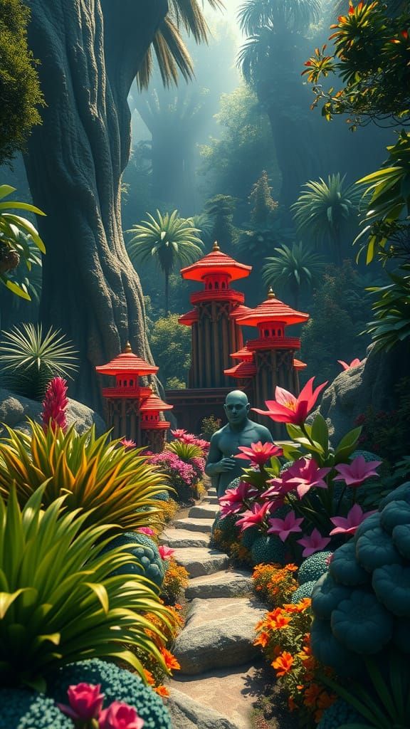 Surreal Fantasy Garden in a Detailed Matte Style