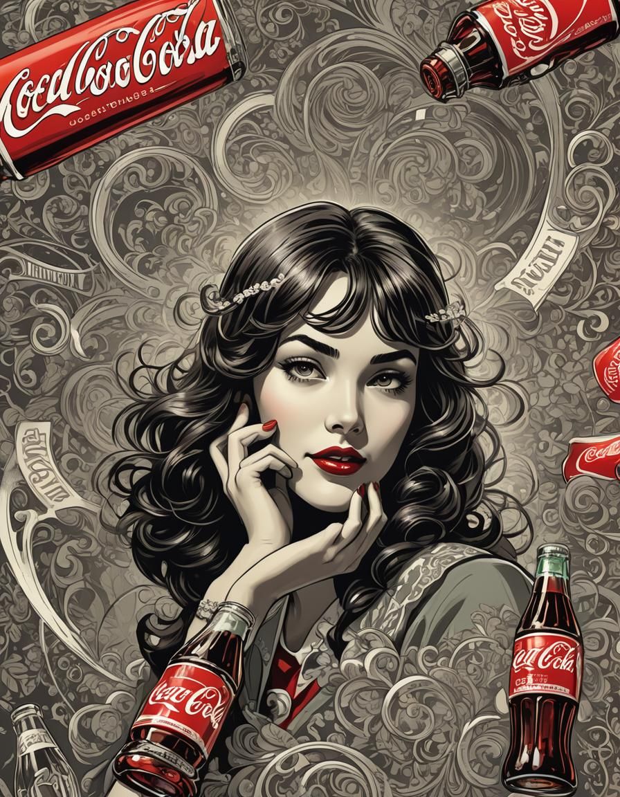 Vintage Coca-Cola Ad in Graphic Novel Style