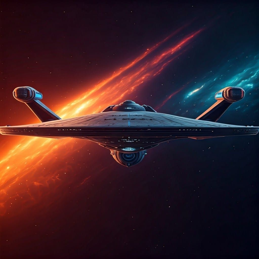 Epic Starship in Polychromatic Glory: A Cinematic Marvel