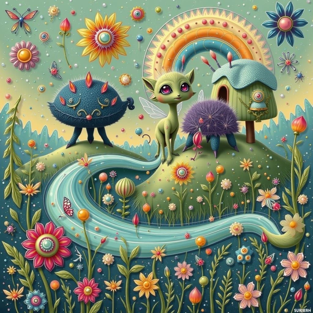 Whimsical Fawn-Squirrel Creature in Dreamlike Forest