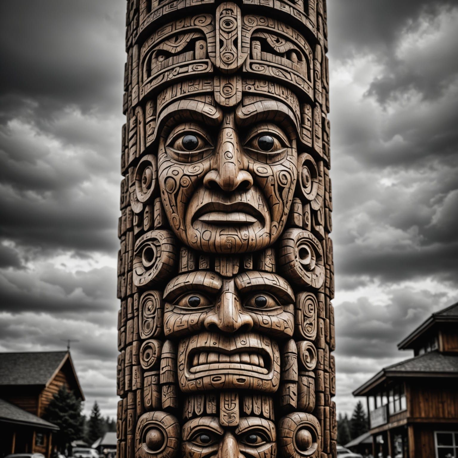 Hyperrealistic Totem Pole Carved From Giant Pencil