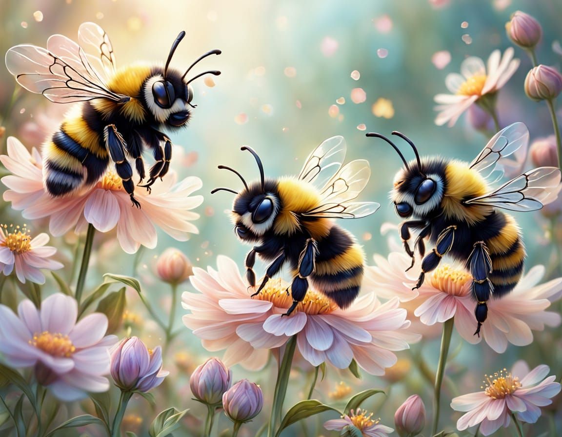 Bumblebees in Tutus: A Whimsical Floral Dance