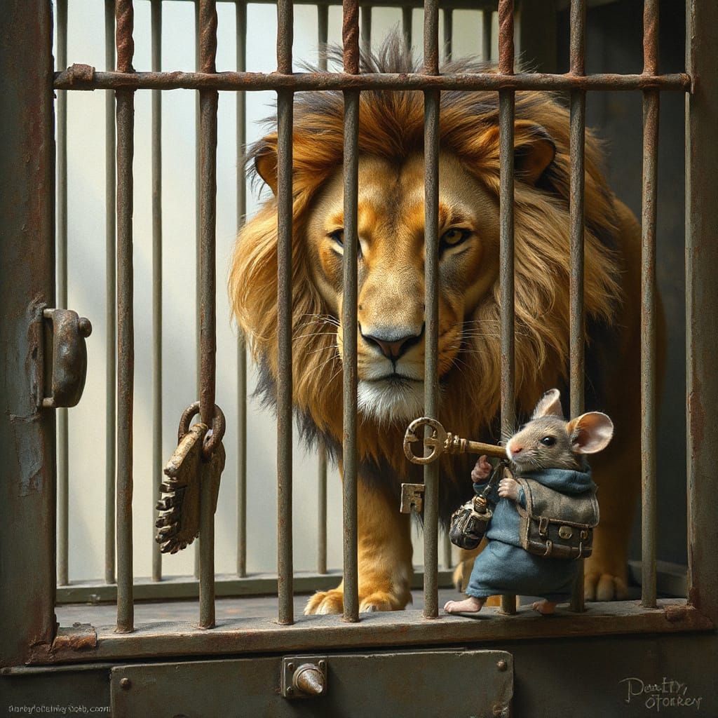 Lion, Mouse, and Key: Whimsical Rescue