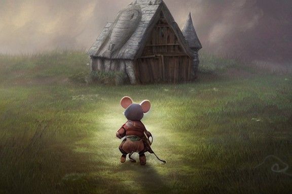 Mouse Knight Walks to Farm: Chibi Character Art