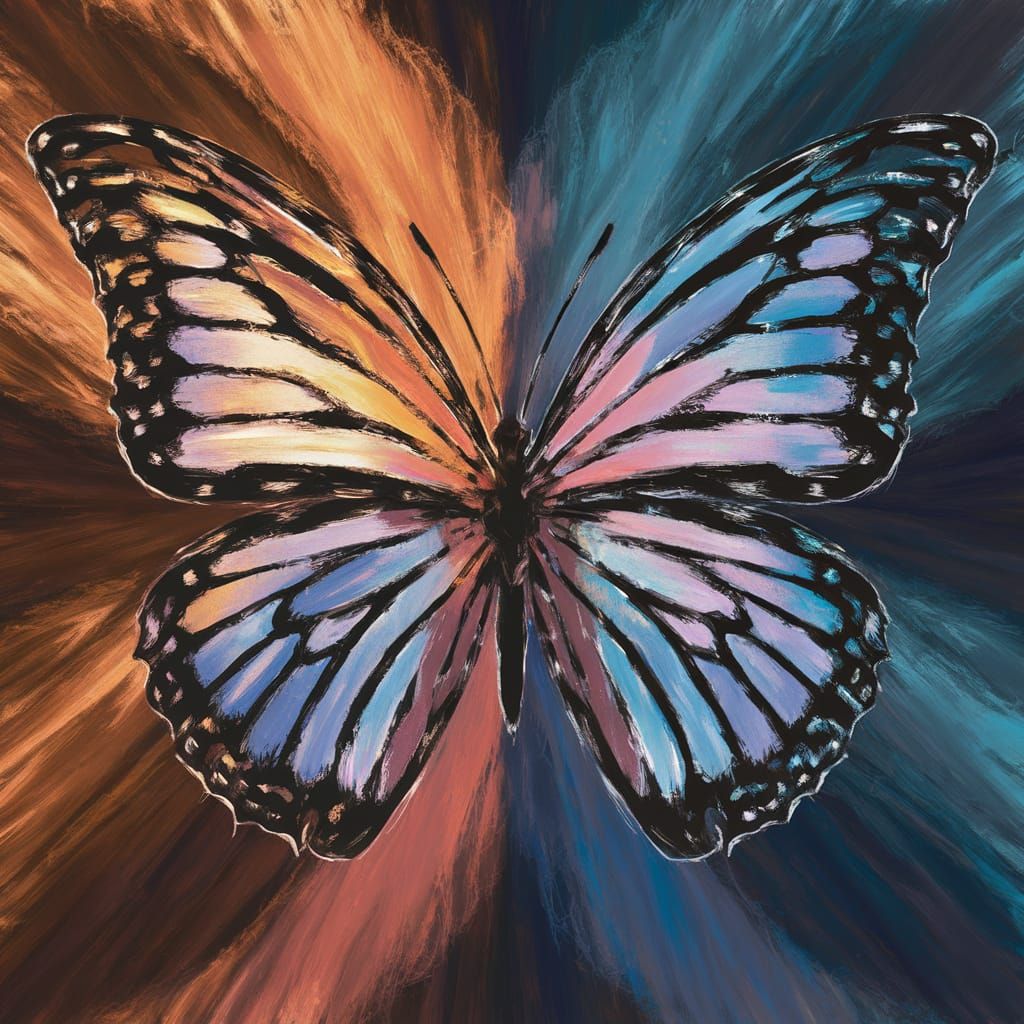Abstract Monarch Butterfly in Complementary Colors