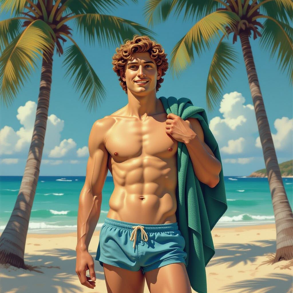 David Statue on a Tropical Beach