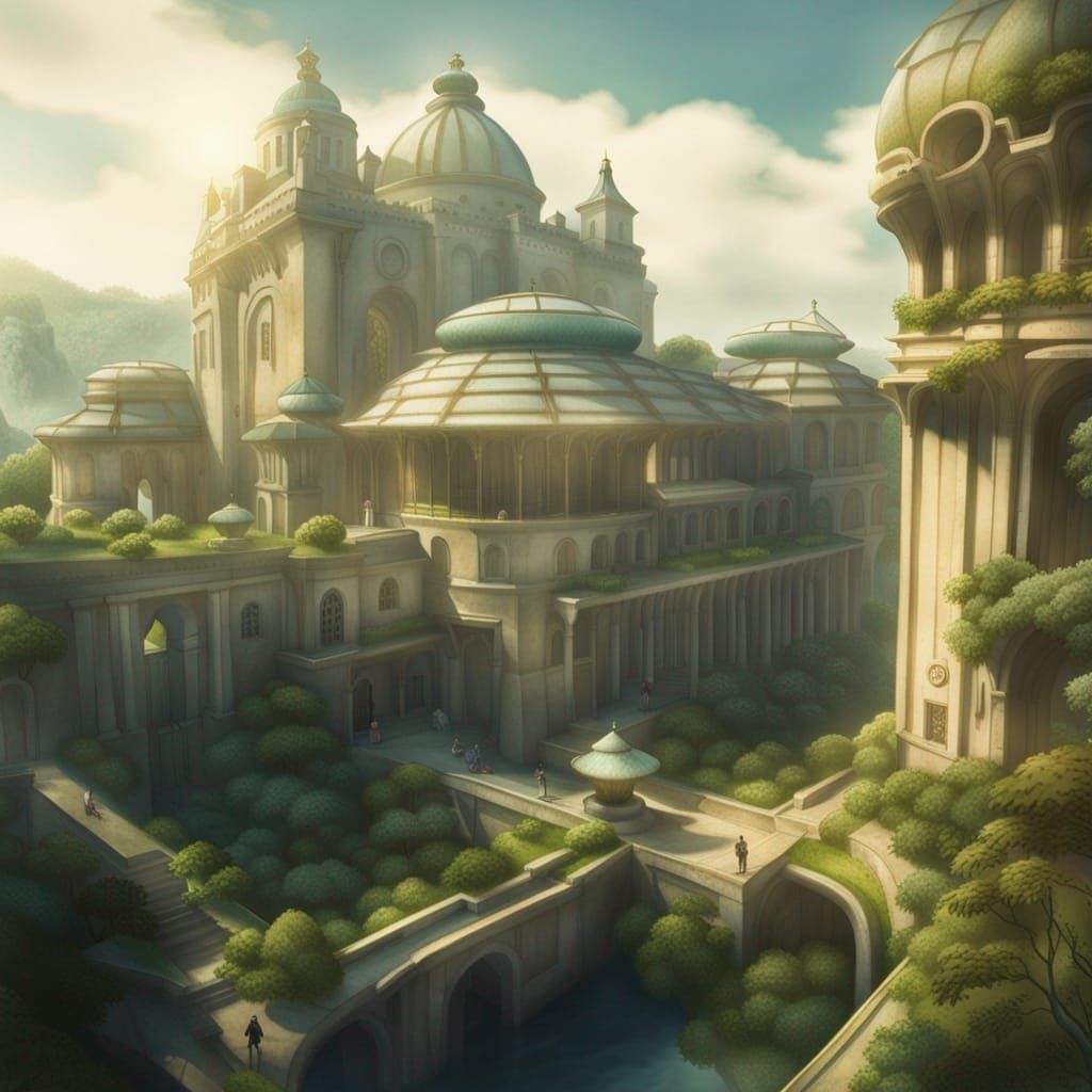 Naboo Royal Palace Architecture in Studio Ghibli Style
