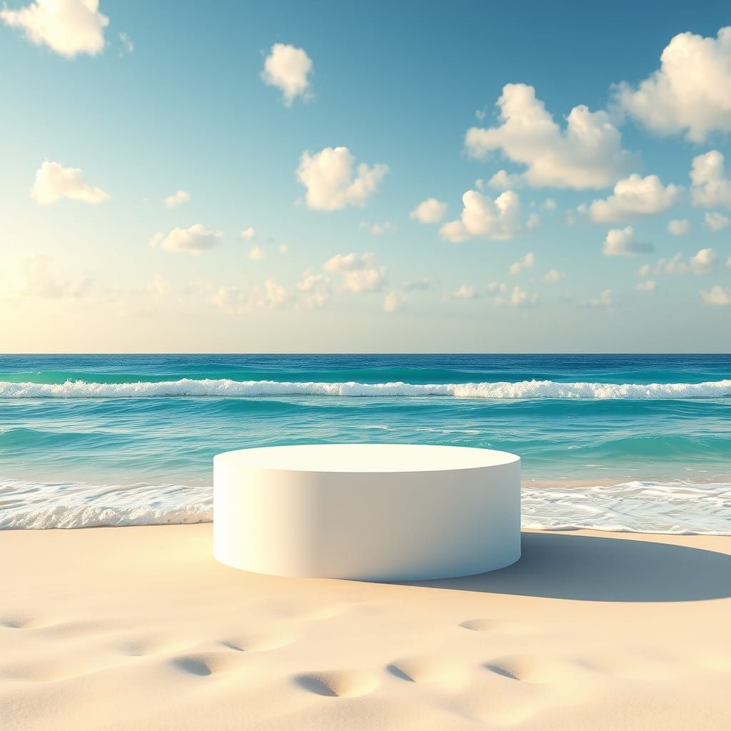 Serene Beach Oasis in Hyper-Realistic Style