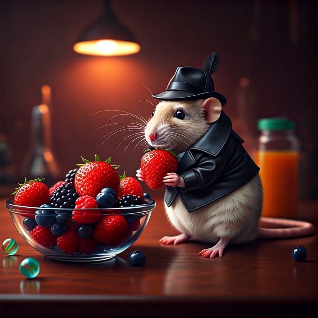 Cute Gumshoe Rat in a Whimsical Kitchen Scene