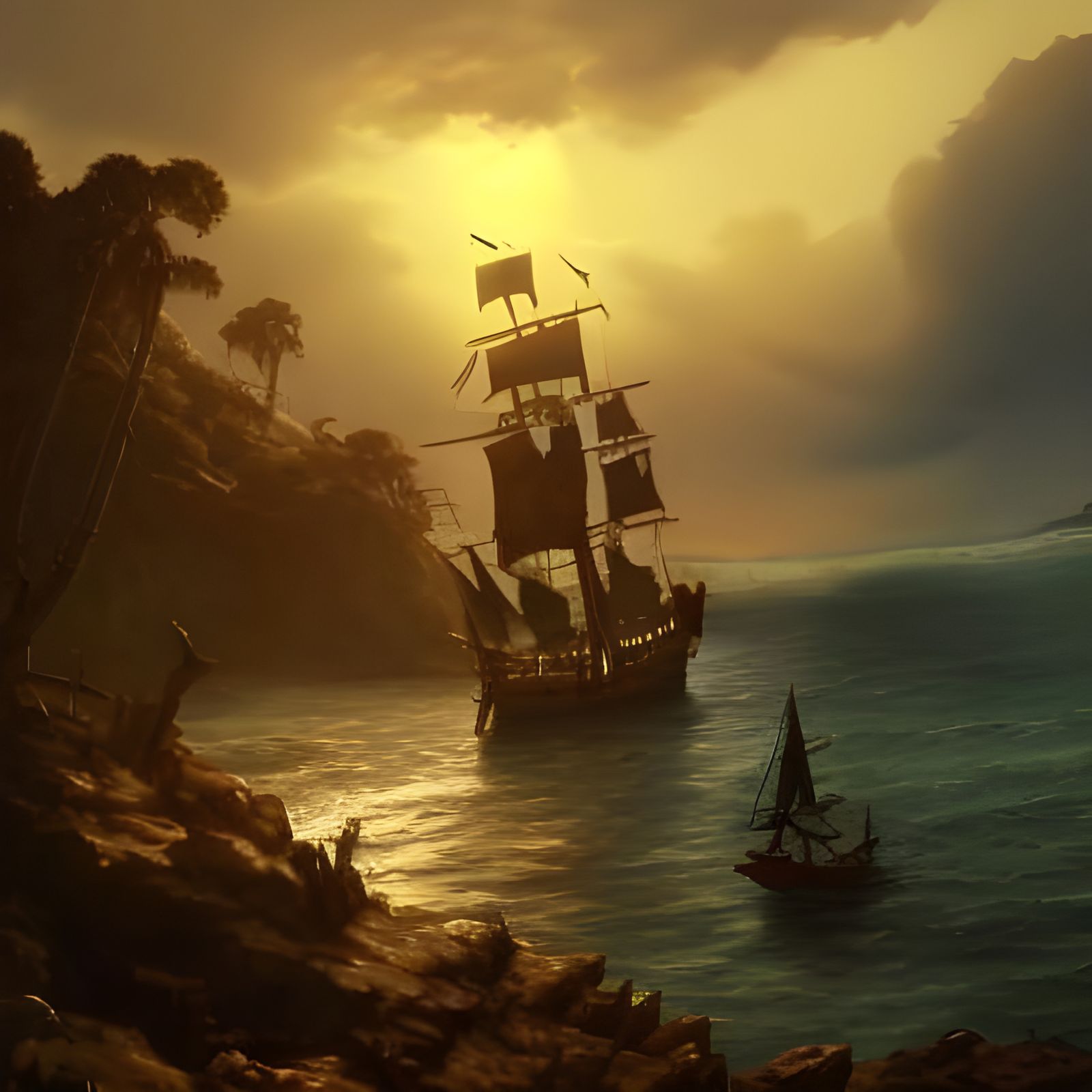 Treasure Island: Pirate Adventure in Hyperdetailed Style