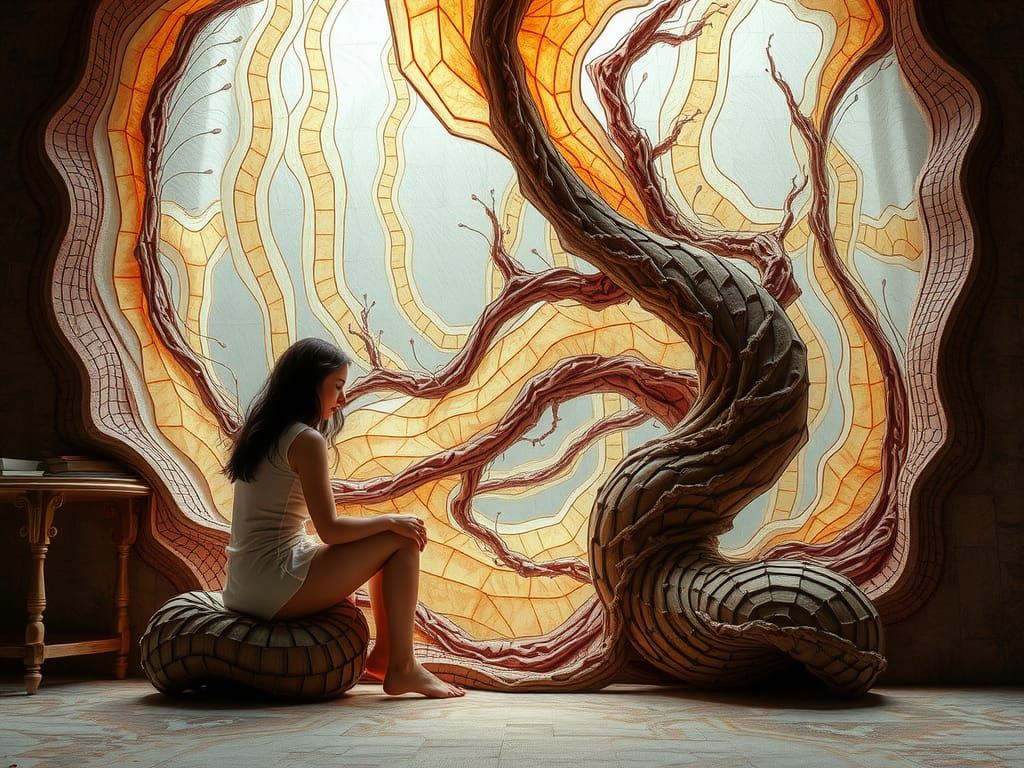 Steampunk Anamorphic Sculpture of Emotional Distress