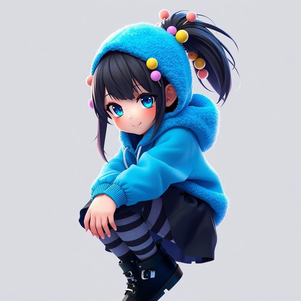 Vibrant Anime Girl with Colorful Candy Hair