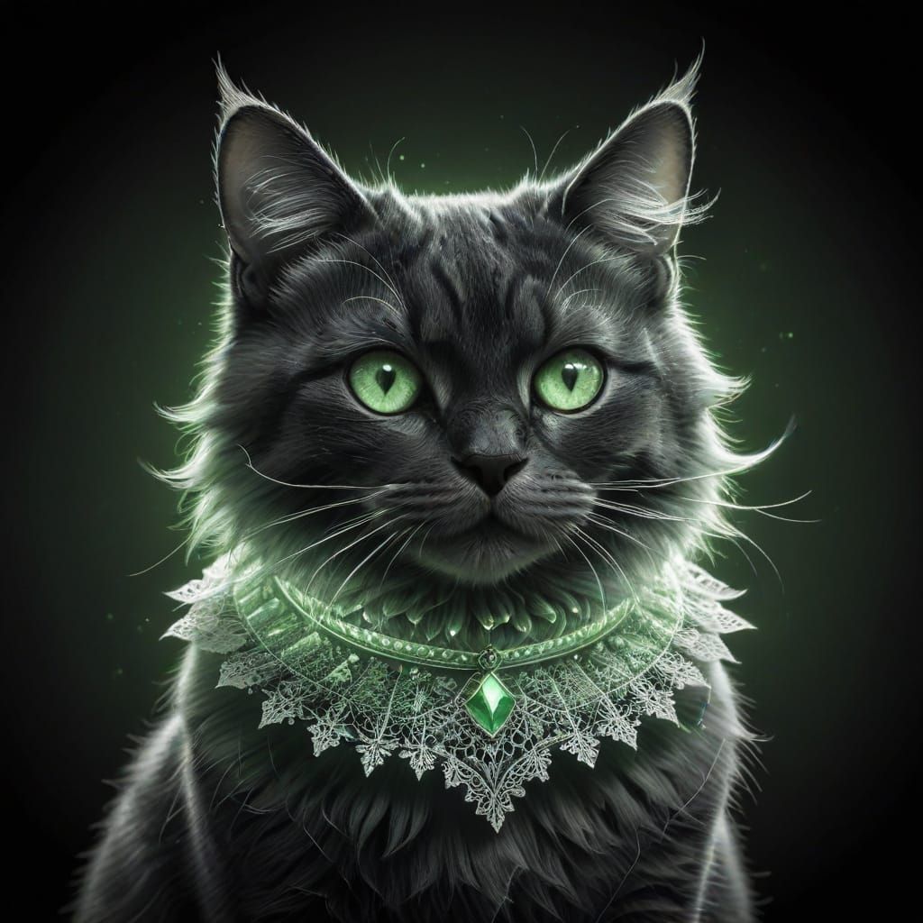 Mysterious Cat Unveils Glowing Digital Eye in Enchanted Penc...