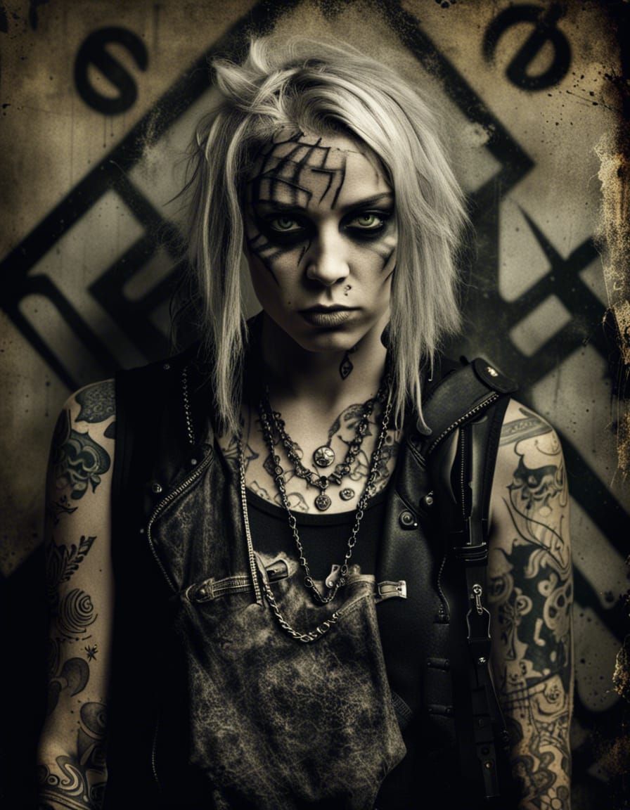 Gritty Portrait of a Dystopian Rocker Girl