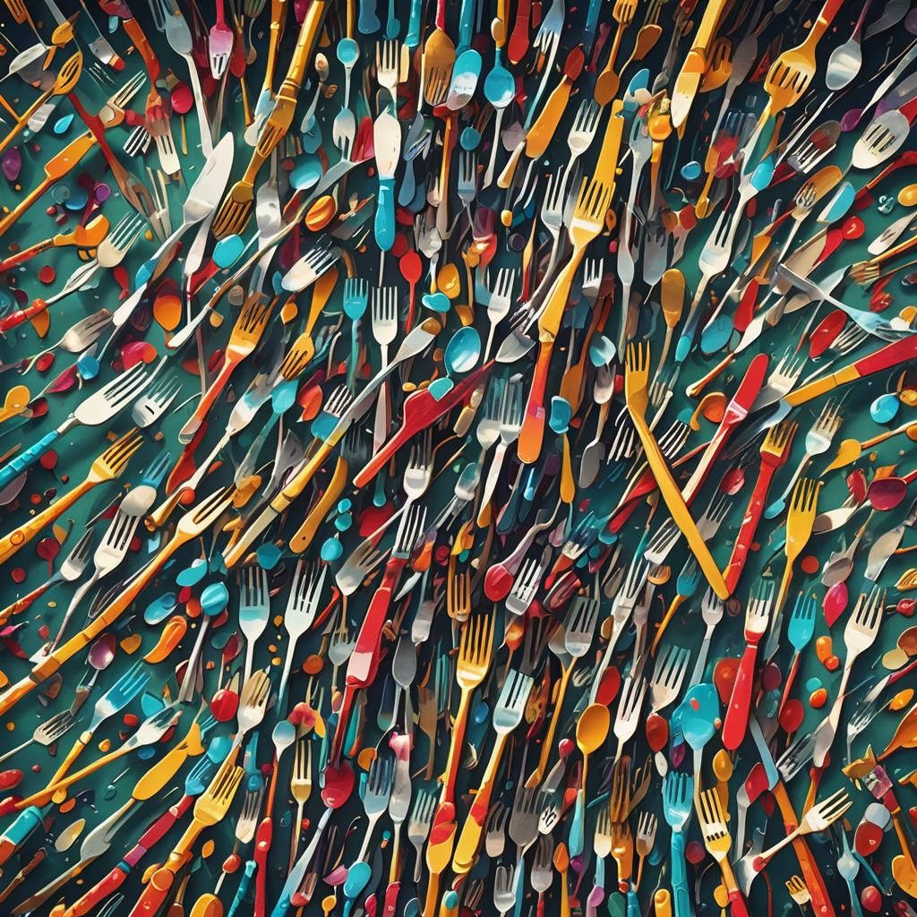 Miniature People vs. Gigantic Fork: Whimsical Concept Art