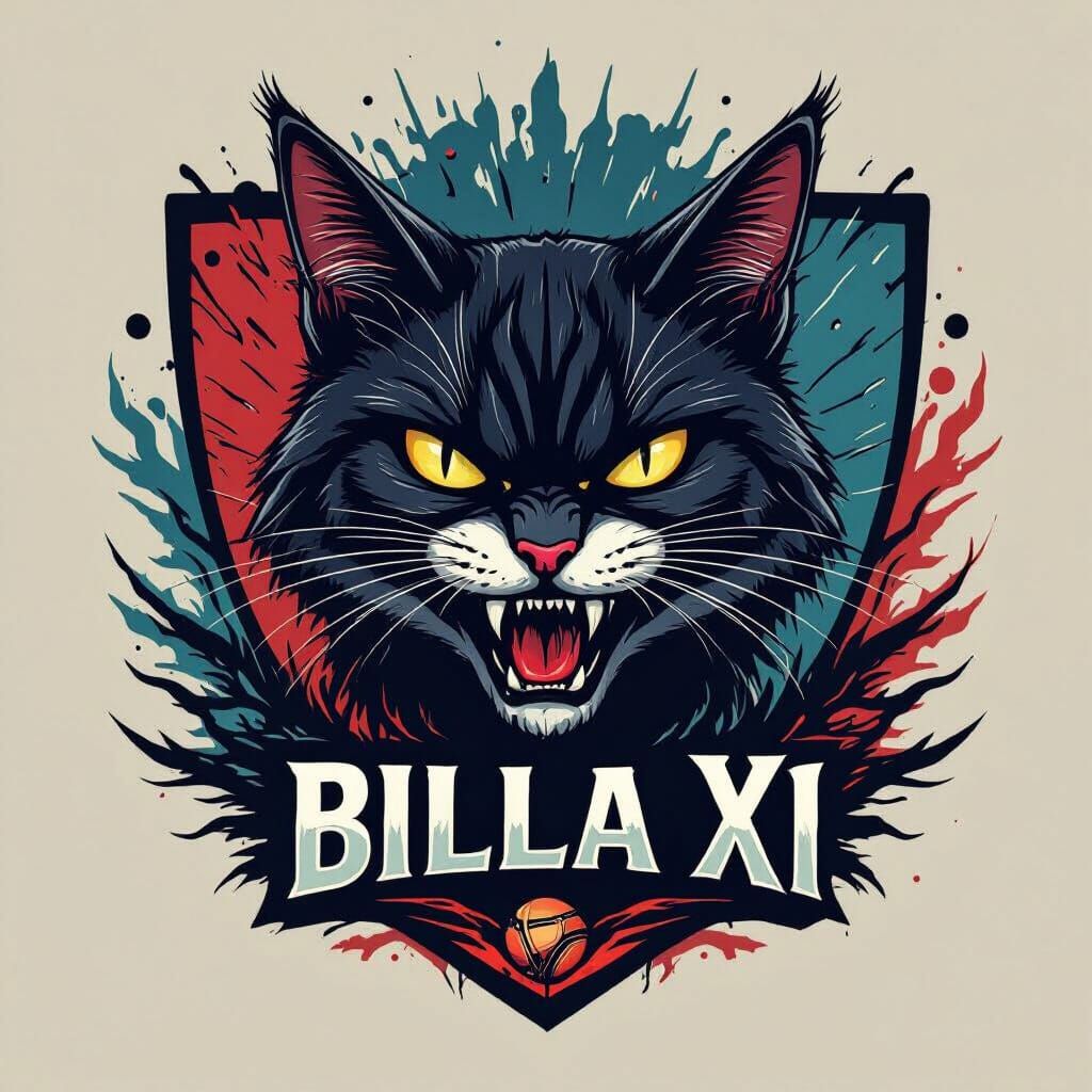 Billa XI Angry Cat Cricket Team Logo