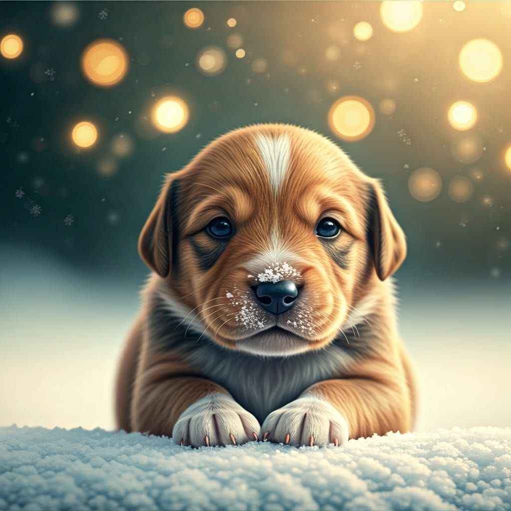 Puppy's First Snow: A Whimsical Winter Scene
