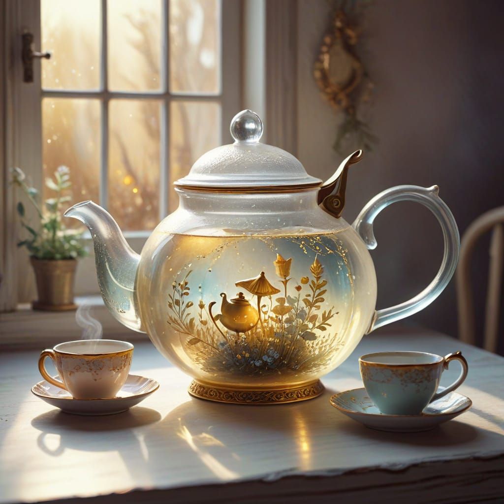 Whimsical Fantasy Teapot with Enchanted Tag