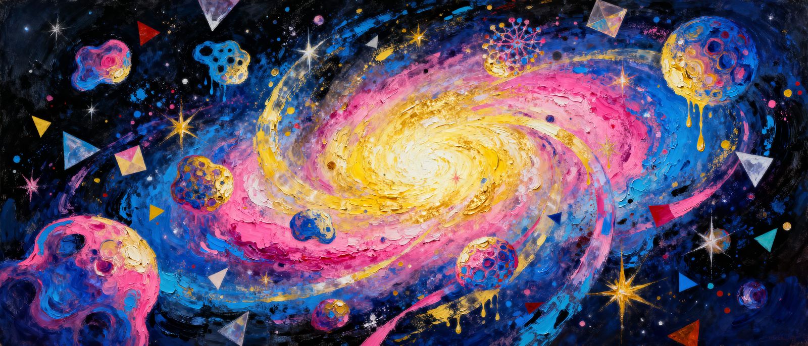 Vibrant Cosmic Vortex in Expressive Oil Paint Style