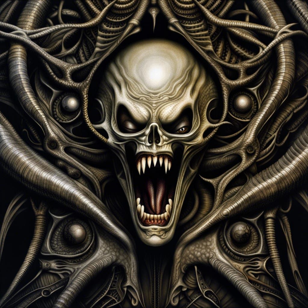 Epic Horror Masterpiece in Giger Art Style