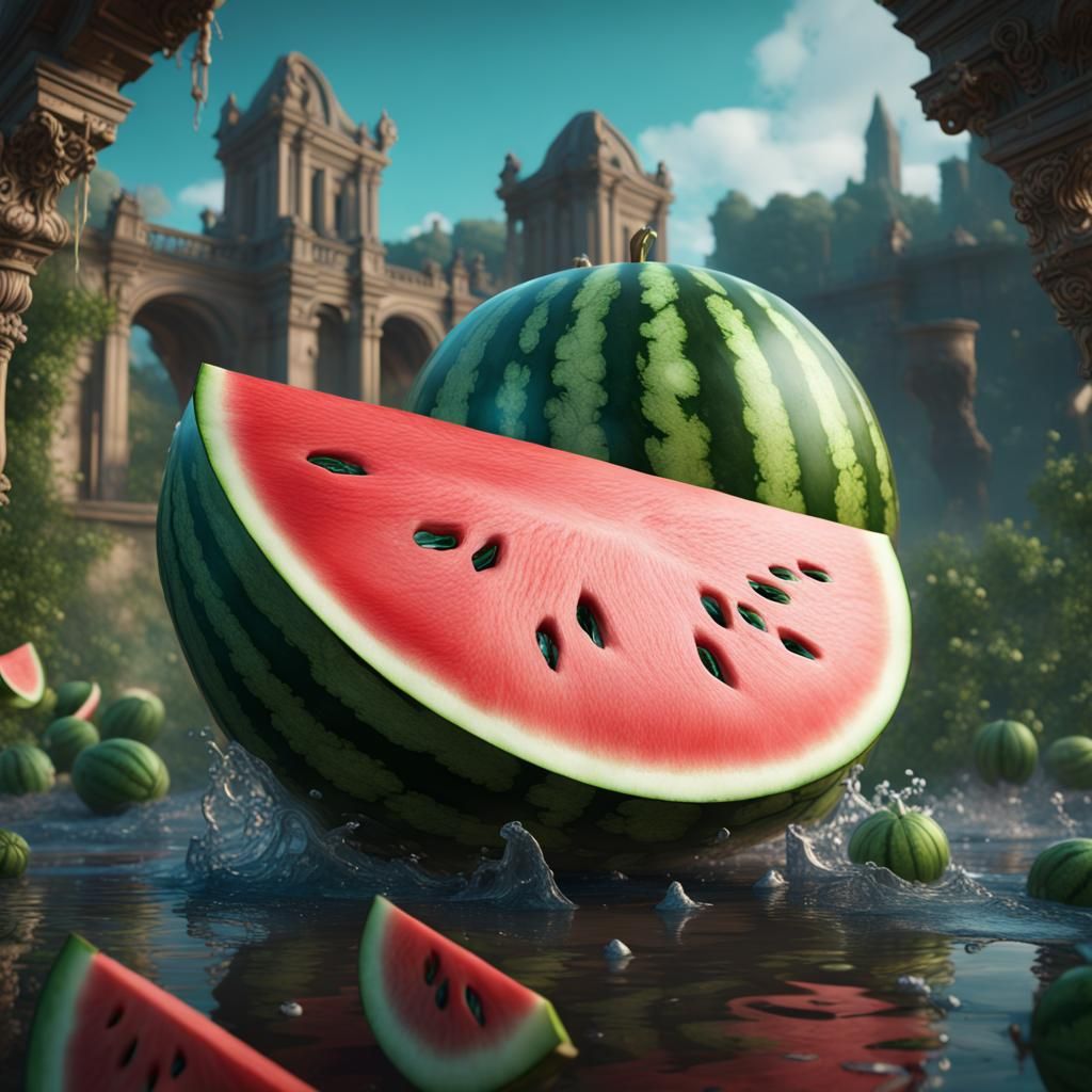 Fantastical Watermelon in Detailed Matte Painting