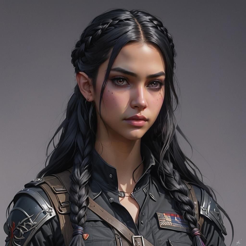 Girl in Military Gear: Hyperdetailed Portrait