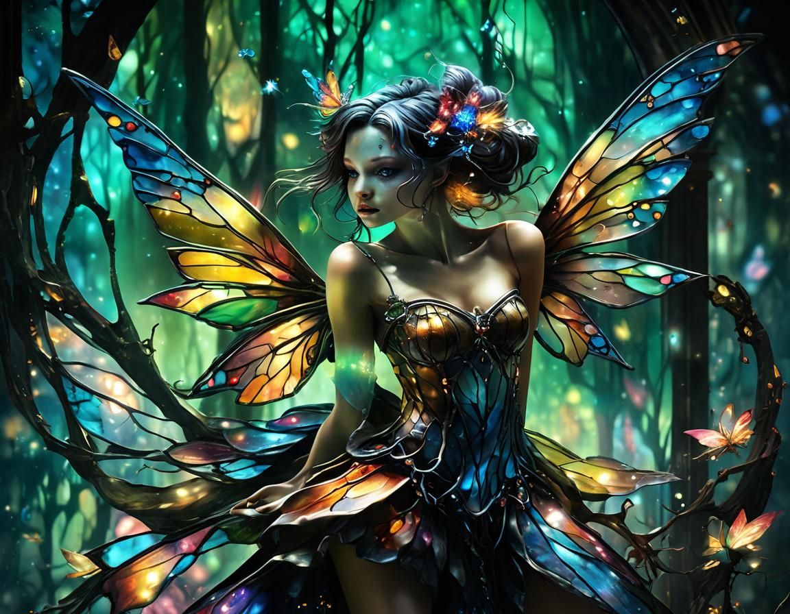 Stunning Stained Glass Fairy in an Enchanted Forest