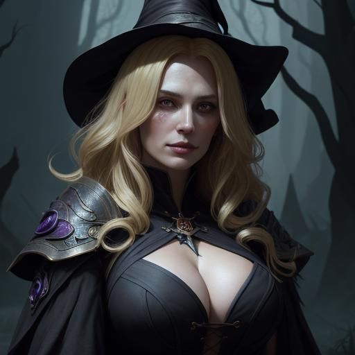 Enchanting Witch Portrait in Art Nouveau Style