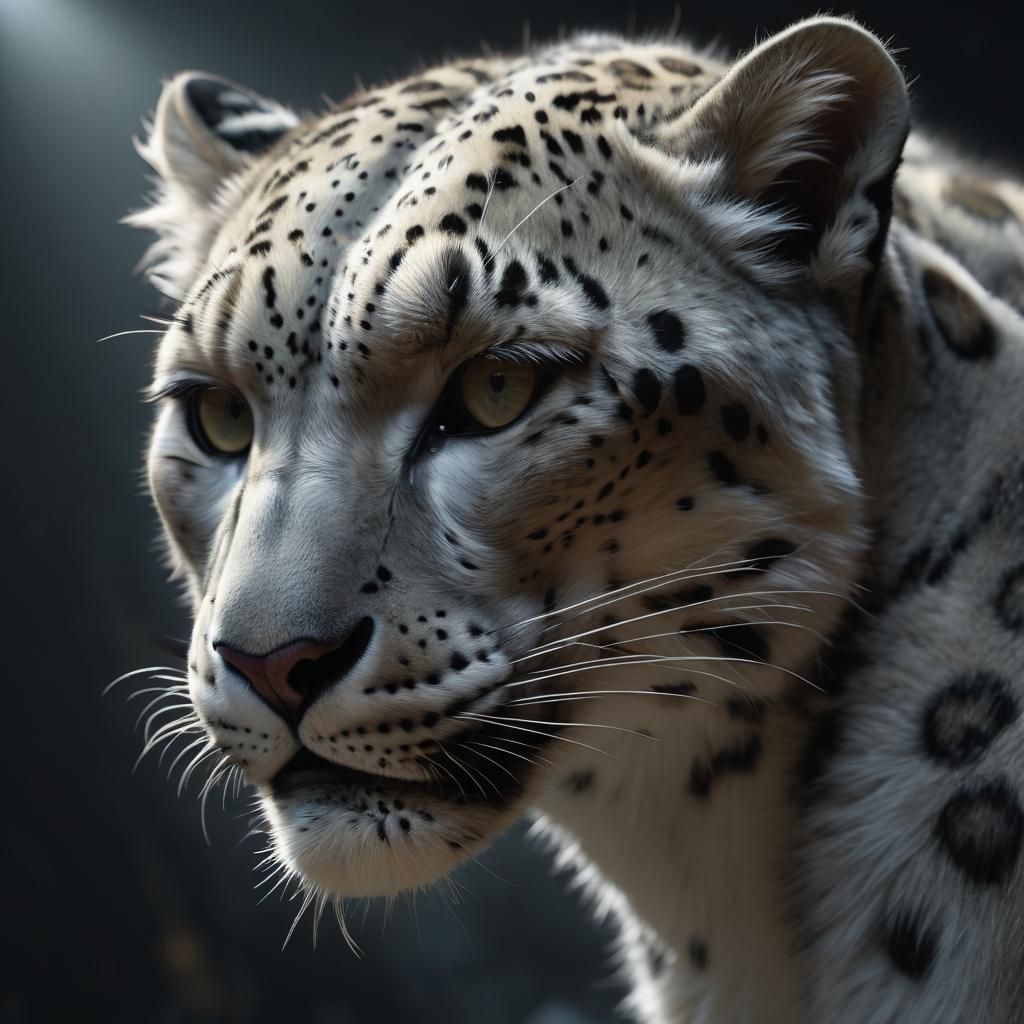 Photorealistic Snow Leopard in Detailed Oil Painting Style