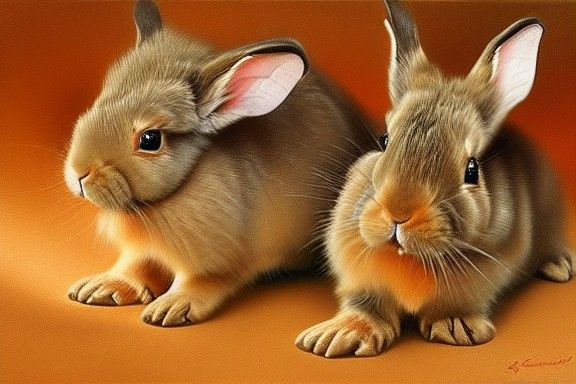Baby Holland Lops in Detailed Matte Oil Painting