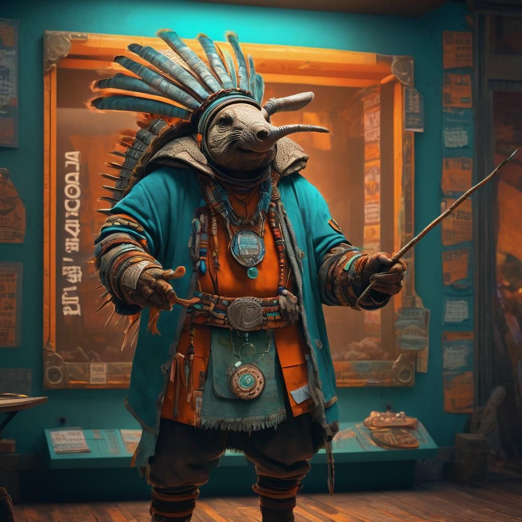 Medicine Man with Armadillo, in Grimmer Style