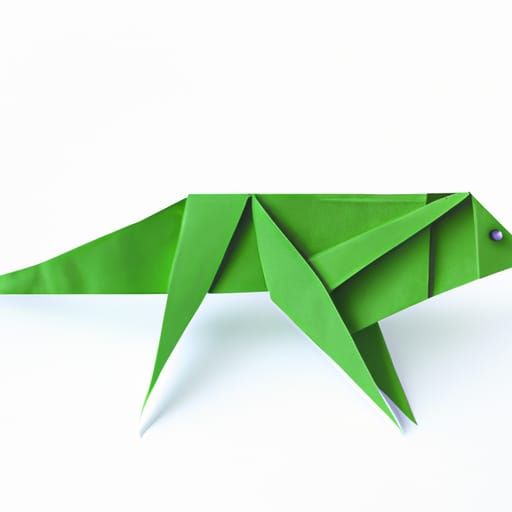 Green Origami Lizard Art