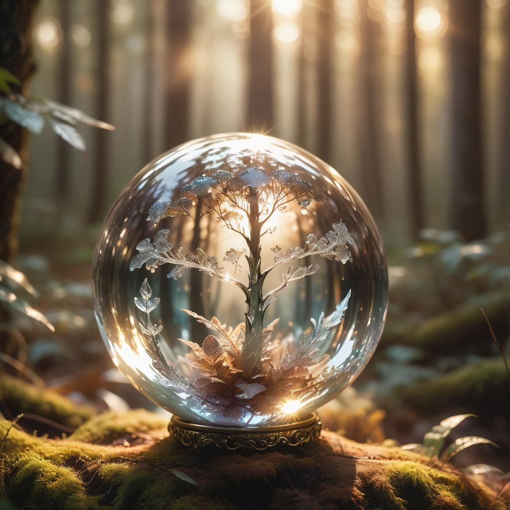 Glowing Crystal Orb in Mystical Forest: Magical Realism