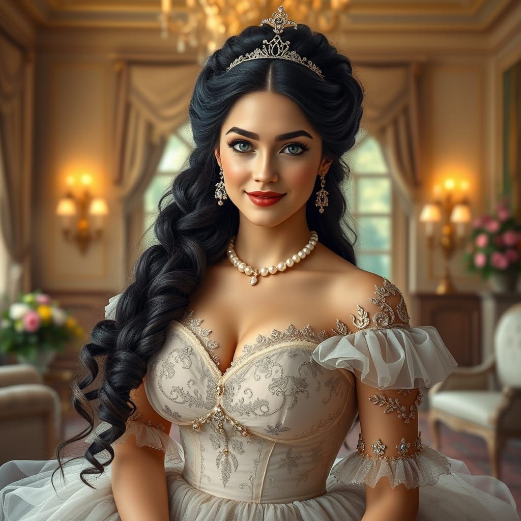 Elegant Southern Goddess in Lavish Ball Gown