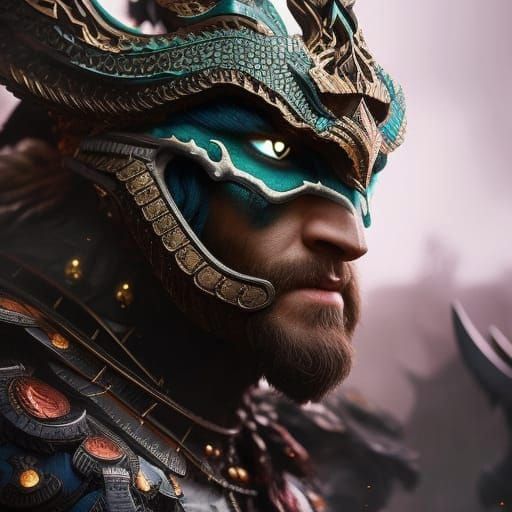 Majestic Elemental Knight Portrait in Hyperdetailed Style