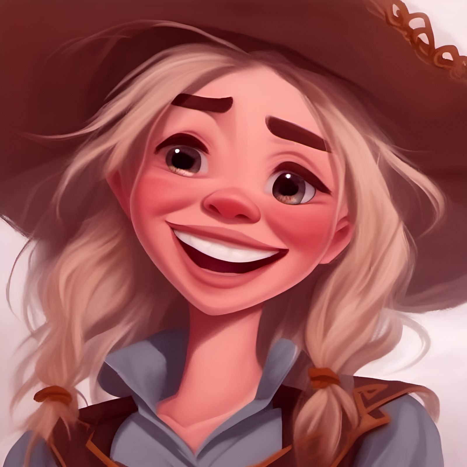 Laughing Cowgirl Caricature in Anime Style