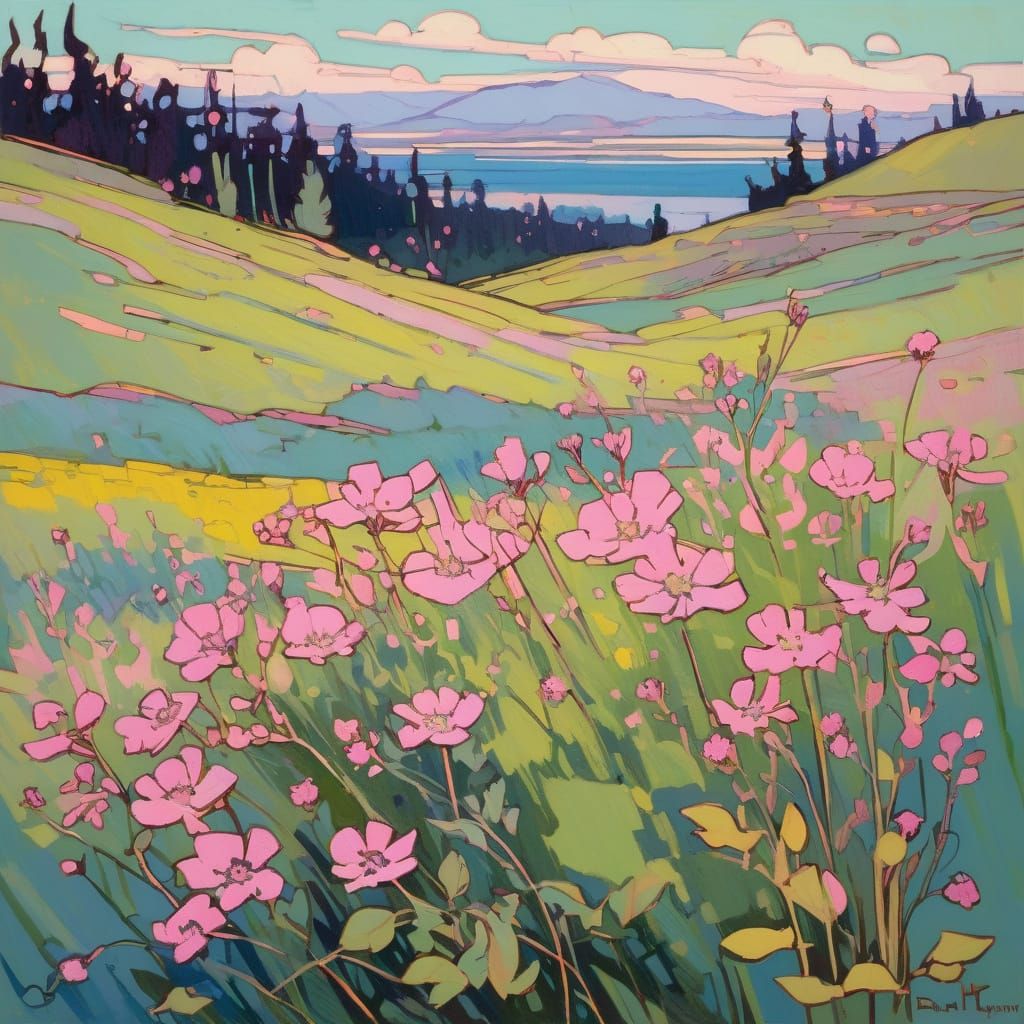 Vibrant Pink Wildflowers in a Close-up View