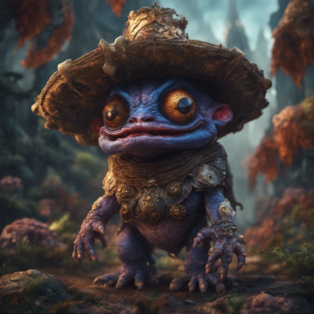 Whimsical Baby Monster with a Big Hat