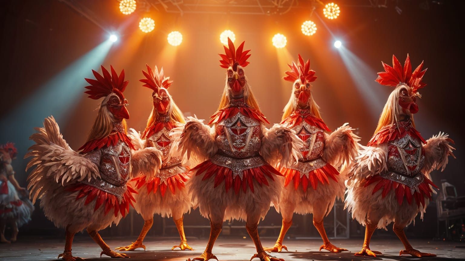Cybernetic Chicken Showgirls Cancan Splash Art