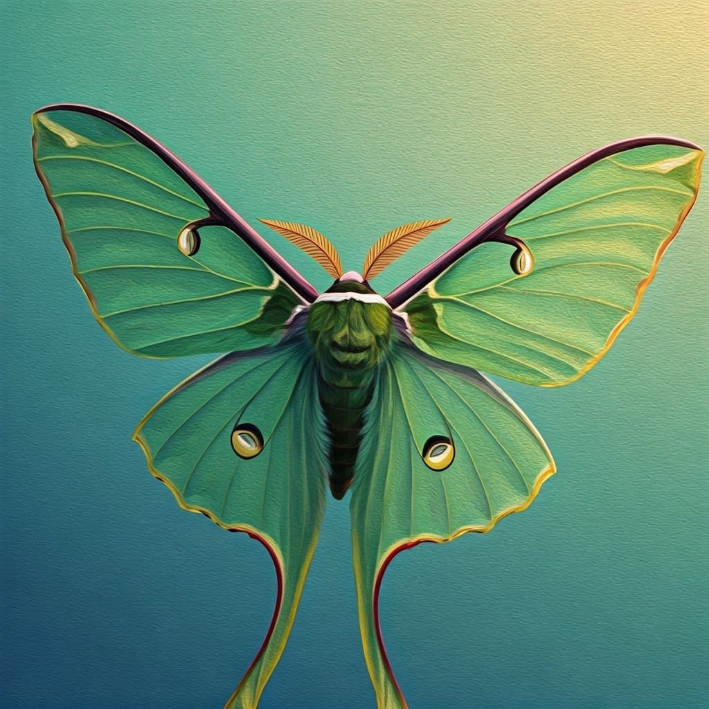 Ethereal Green Oleander Hawk Moth in Impressionist Style