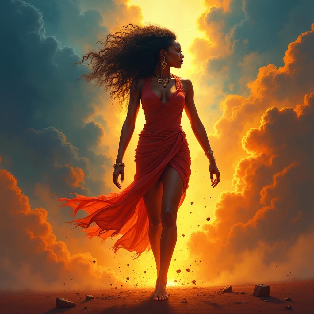 Empowered Woman: Fantasy Concept Art in Vibrant Colors