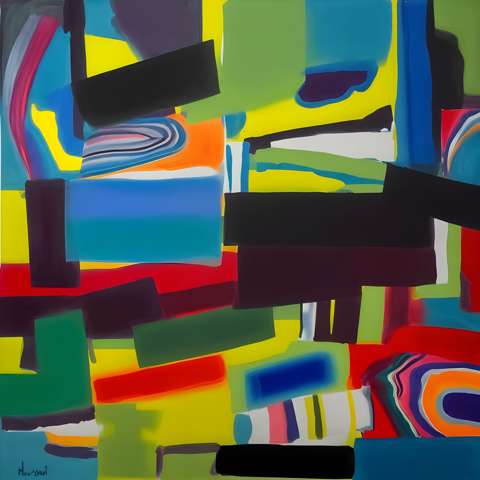 Abstract Colorfield Painting with Horizontal Stripes