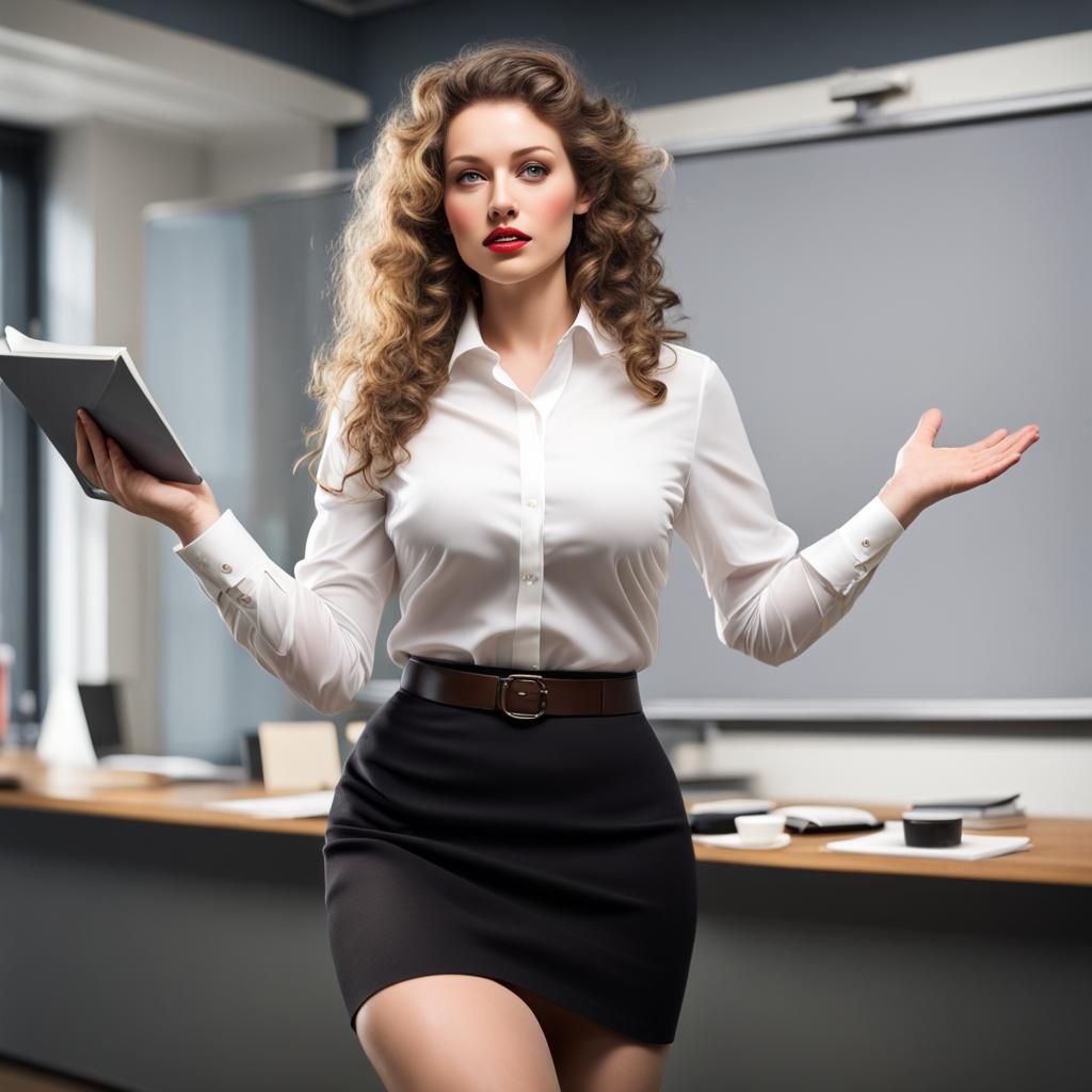 Hyperrealistic Photo of a Young Female Professor