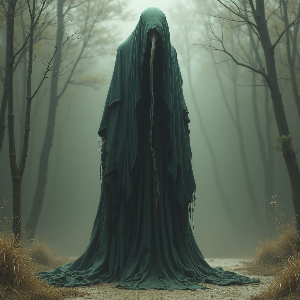 Surreal Specter with Elongated Neck in Dark Surrealism Style